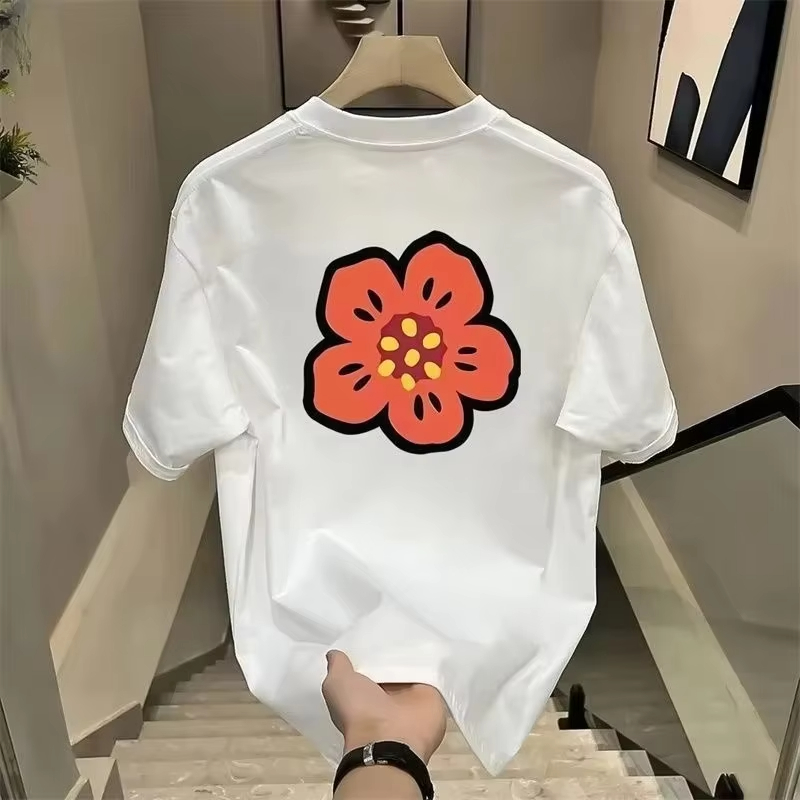 Streetwear Brand Flower - تي شيرت رجالي قطني بتصميم زهور