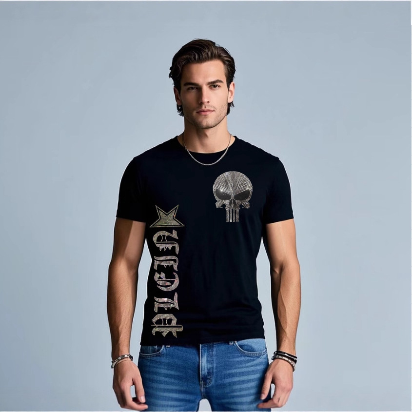 Streetwear Clothing Brand - 2025 جديد الجماجم الراين قصيرة الأكمام