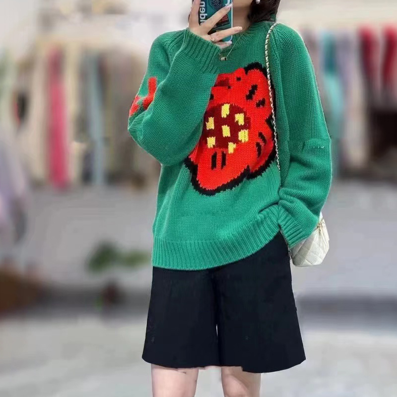Streetwear Brand Flower - سترة نسائية من الكشمير الخالص بنسبة